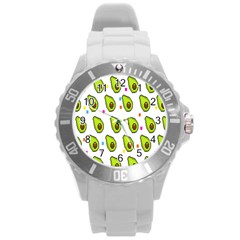 Avocado Seeds Green Fruit Plaid Round Plastic Sport Watch (l)