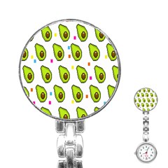 Avocado Seeds Green Fruit Plaid Stainless Steel Nurses Watch