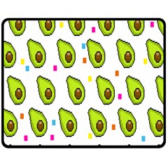 Avocado Seeds Green Fruit Plaid Double Sided Fleece Blanket (medium)  by Mariart