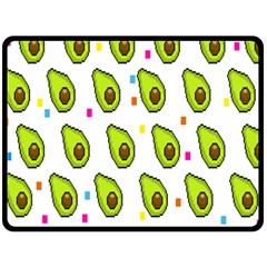 Avocado Seeds Green Fruit Plaid Double Sided Fleece Blanket (large)  by Mariart