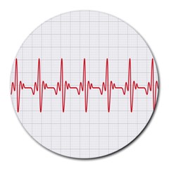 Cardiogram Vary Heart Rate Perform Line Red Plaid Wave Waves Chevron Round Mousepads