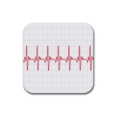 Cardiogram Vary Heart Rate Perform Line Red Plaid Wave Waves Chevron Rubber Coaster (square)  by Mariart