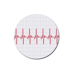 Cardiogram Vary Heart Rate Perform Line Red Plaid Wave Waves Chevron Rubber Coaster (round)  by Mariart