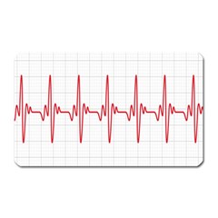 Cardiogram Vary Heart Rate Perform Line Red Plaid Wave Waves Chevron Magnet (rectangular) by Mariart