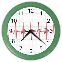 Cardiogram Vary Heart Rate Perform Line Red Plaid Wave Waves Chevron Color Wall Clocks by Mariart