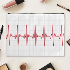 Cardiogram Vary Heart Rate Perform Line Red Plaid Wave Waves Chevron Cosmetic Bag (xl) by Mariart