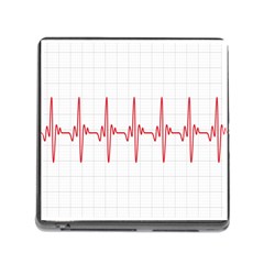 Cardiogram Vary Heart Rate Perform Line Red Plaid Wave Waves Chevron Memory Card Reader (square) by Mariart