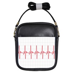 Cardiogram Vary Heart Rate Perform Line Red Plaid Wave Waves Chevron Girls Sling Bags by Mariart