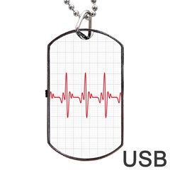 Cardiogram Vary Heart Rate Perform Line Red Plaid Wave Waves Chevron Dog Tag Usb Flash (one Side) by Mariart