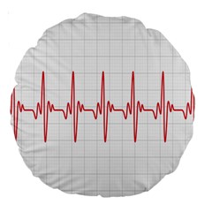 Cardiogram Vary Heart Rate Perform Line Red Plaid Wave Waves Chevron Large 18  Premium Round Cushions by Mariart