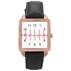 Cardiogram Vary Heart Rate Perform Line Red Plaid Wave Waves Chevron Rose Gold Leather Watch  by Mariart