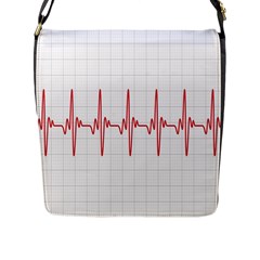 Cardiogram Vary Heart Rate Perform Line Red Plaid Wave Waves Chevron Flap Messenger Bag (l)  by Mariart