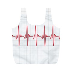 Cardiogram Vary Heart Rate Perform Line Red Plaid Wave Waves Chevron Full Print Recycle Bags (m)  by Mariart