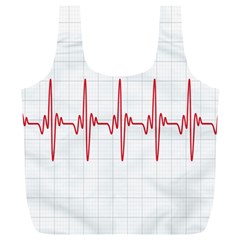 Cardiogram Vary Heart Rate Perform Line Red Plaid Wave Waves Chevron Full Print Recycle Bags (l)  by Mariart