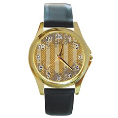 Wall Paper Old Line Vertical Round Gold Metal Watch