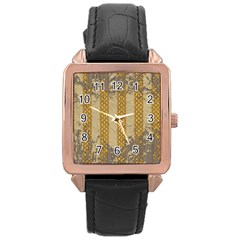 Wall Paper Old Line Vertical Rose Gold Leather Watch  by Mariart