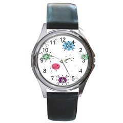 Atomic Starbursts Circle Line Polka Round Metal Watch by Mariart