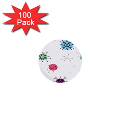 Atomic Starbursts Circle Line Polka 1  Mini Buttons (100 Pack)  by Mariart