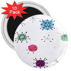 Atomic Starbursts Circle Line Polka 3  Magnets (10 Pack)  by Mariart