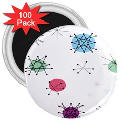 Atomic Starbursts Circle Line Polka 3  Magnets (100 Pack) by Mariart