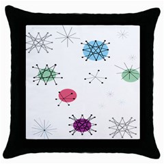 Atomic Starbursts Circle Line Polka Throw Pillow Case (black) by Mariart