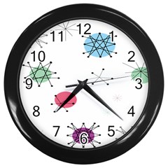 Atomic Starbursts Circle Line Polka Wall Clocks (black)