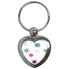 Atomic Starbursts Circle Line Polka Key Chains (heart)  by Mariart