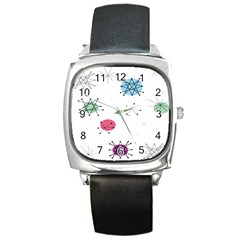 Atomic Starbursts Circle Line Polka Square Metal Watch by Mariart