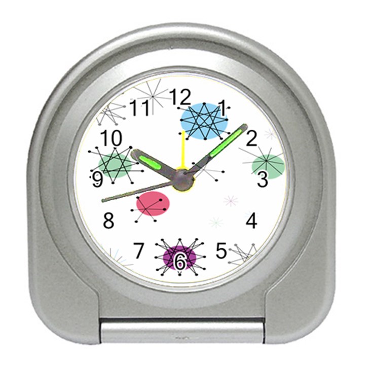 Atomic Starbursts Circle Line Polka Travel Alarm Clocks