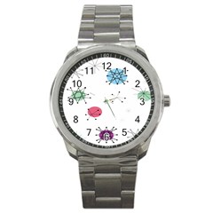 Atomic Starbursts Circle Line Polka Sport Metal Watch by Mariart