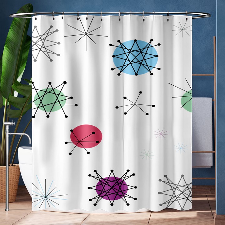 Atomic Starbursts Circle Line Polka Shower Curtain 60  x 72  (Medium) 