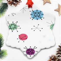 Atomic Starbursts Circle Line Polka Snowflake Ornament (two Sides)