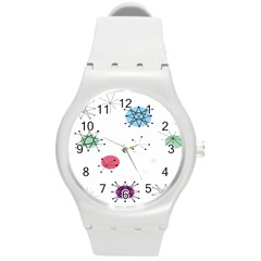 Atomic Starbursts Circle Line Polka Round Plastic Sport Watch (m) by Mariart