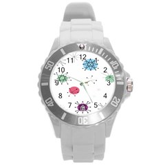 Atomic Starbursts Circle Line Polka Round Plastic Sport Watch (l) by Mariart