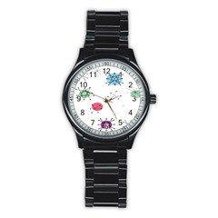 Atomic Starbursts Circle Line Polka Stainless Steel Round Watch by Mariart