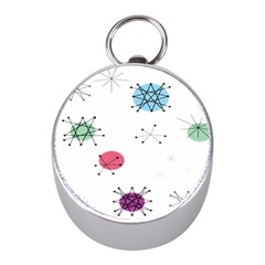 Atomic Starbursts Circle Line Polka Mini Silver Compasses by Mariart