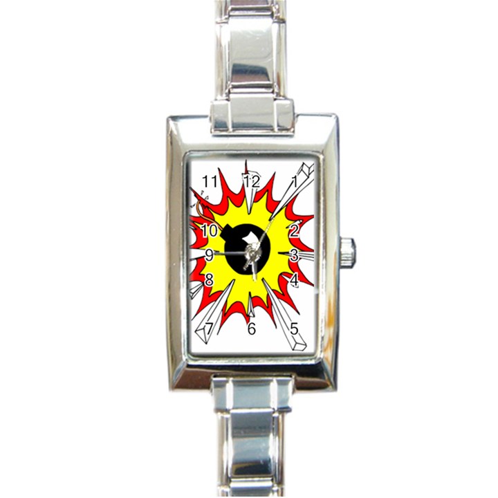 Book Explosion Boom Dinamite Rectangle Italian Charm Watch