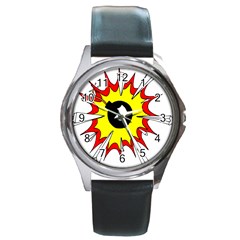 Book Explosion Boom Dinamite Round Metal Watch by Mariart