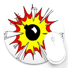 Book Explosion Boom Dinamite Round Mousepads