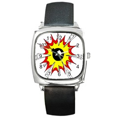 Book Explosion Boom Dinamite Square Metal Watch by Mariart