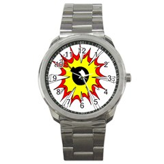 Book Explosion Boom Dinamite Sport Metal Watch by Mariart