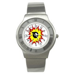 Book Explosion Boom Dinamite Stainless Steel Watch by Mariart