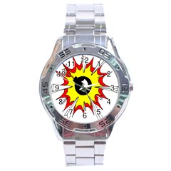 Book Explosion Boom Dinamite Stainless Steel Analogue Watch by Mariart