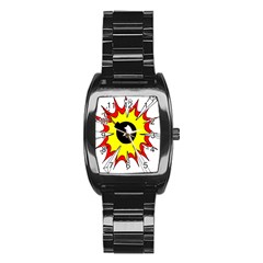 Book Explosion Boom Dinamite Stainless Steel Barrel Watch by Mariart