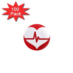 Cardiologist Hypertension Rheumatology Specialists Heart Rate Red Love 1  Mini Magnets (100 Pack)  by Mariart