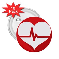 Cardiologist Hypertension Rheumatology Specialists Heart Rate Red Love 2 25  Buttons (10 Pack)  by Mariart