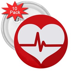 Cardiologist Hypertension Rheumatology Specialists Heart Rate Red Love 3  Buttons (10 Pack) 