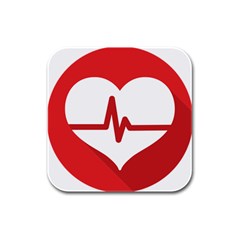 Cardiologist Hypertension Rheumatology Specialists Heart Rate Red Love Rubber Square Coaster (4 Pack) 