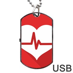 Cardiologist Hypertension Rheumatology Specialists Heart Rate Red Love Dog Tag Usb Flash (two Sides) by Mariart