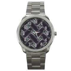 Closeup Purple Line Sport Metal Watch